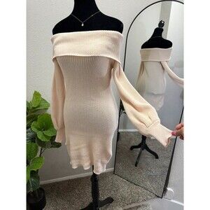 SHEIN - cream off the shoulder dress - large